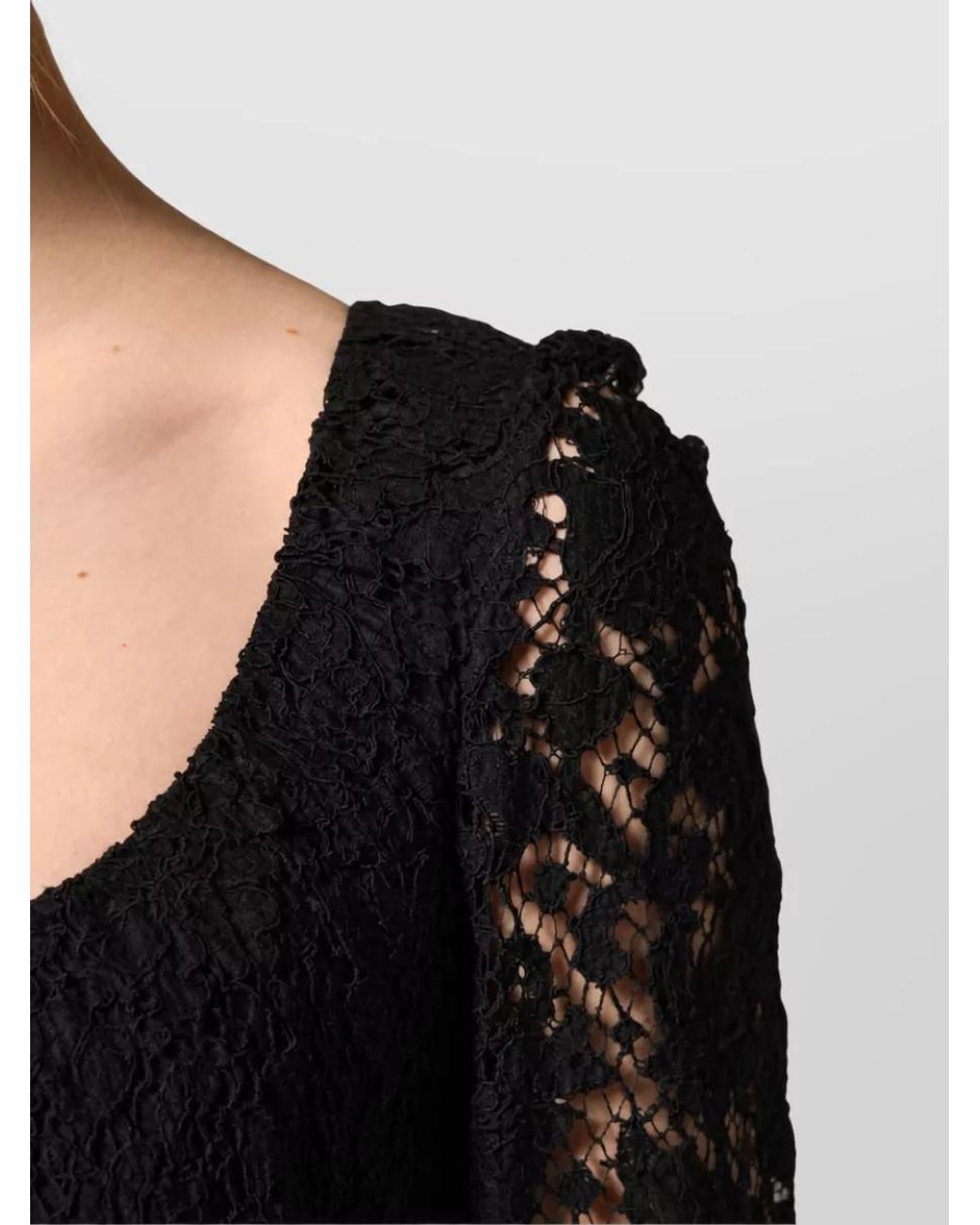 Dolce & Gabbana Black Lace Square Neck Long-Sleeve Maxi Gown