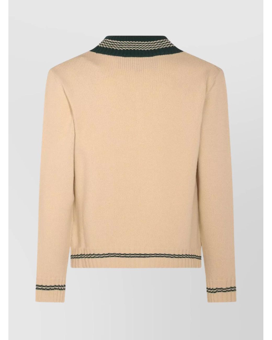 Valentino Natural Wool V-Neck Embroidered Sweater for men