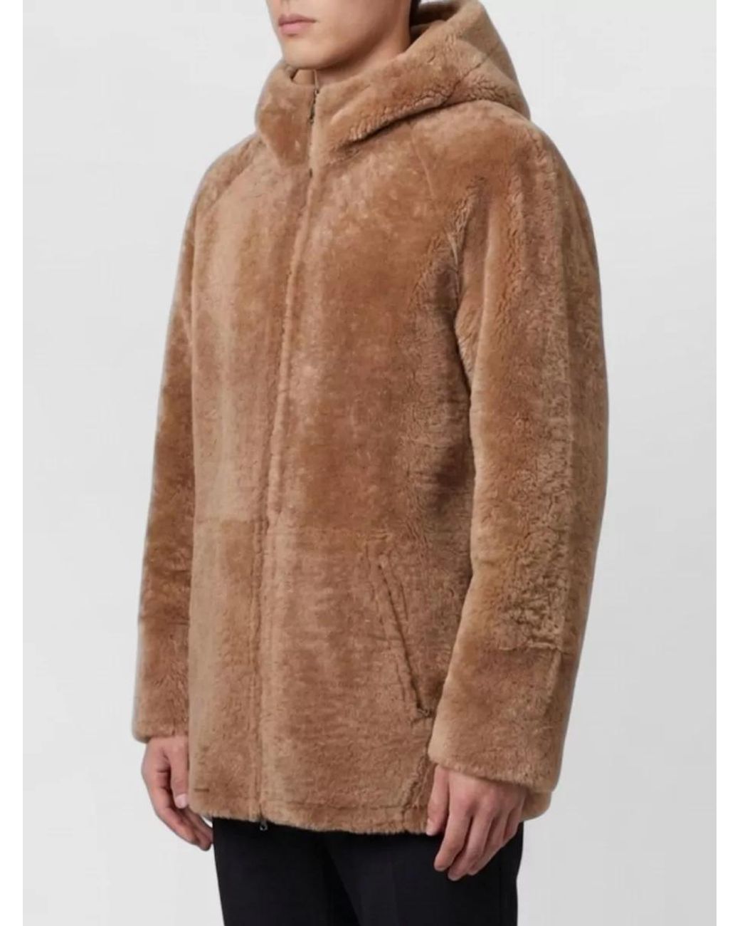 Salvatore Santoro Natural Reversible Leather Hooded Padded Coat for men