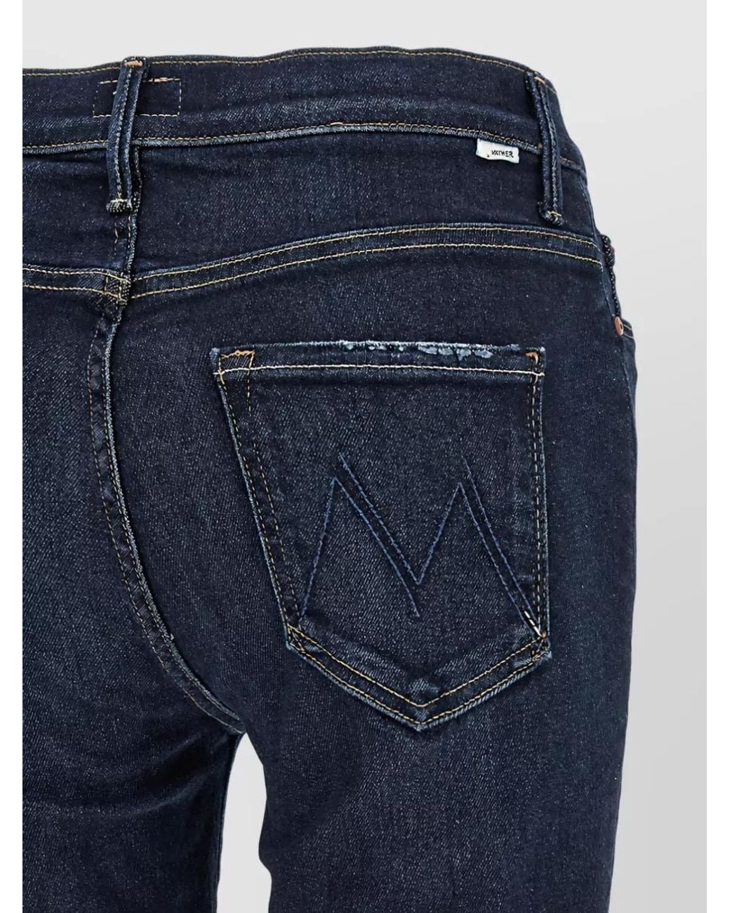 Mother Blue Denim Mid-Rise Flared Jeans