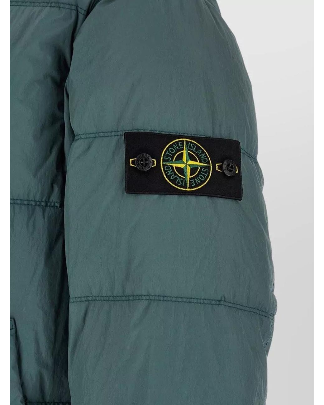 Stone Island Green Down Hooded Quilted Puffer Jacket for men