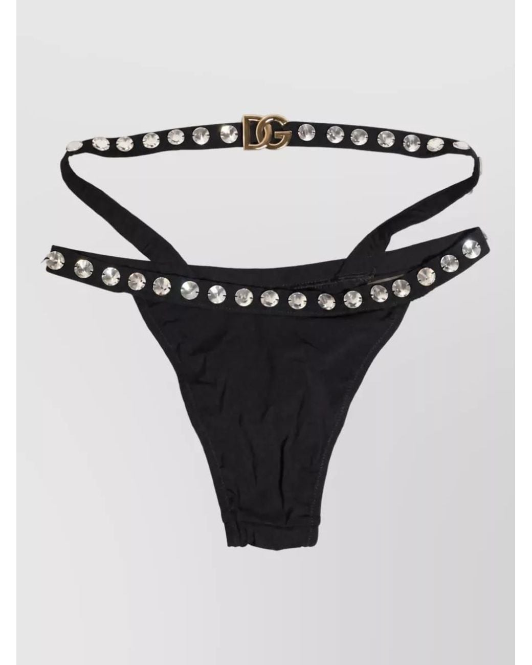 Dolce & Gabbana Black Crystal-Embellished Bikini Bottoms