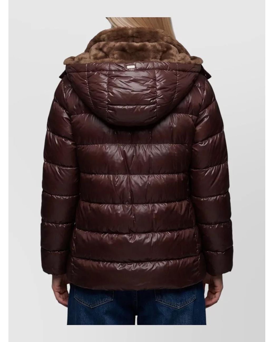 Herno Brown Faux Fur-Trimmed Ultralight Down Jacket