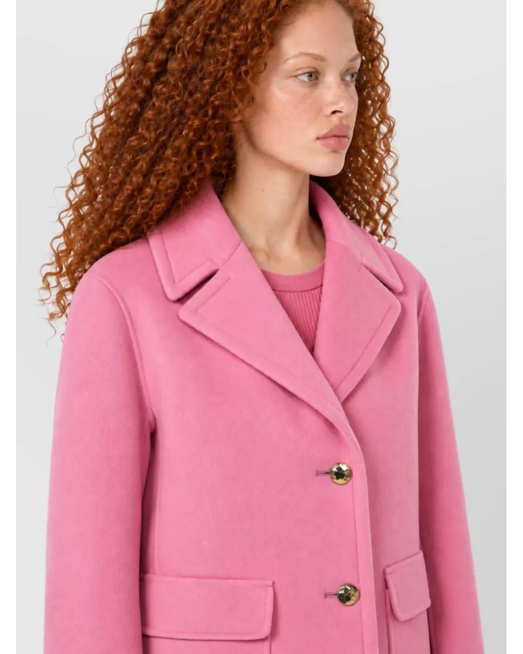 Max Mara Pink Virgin Wool Single Breasted Coat