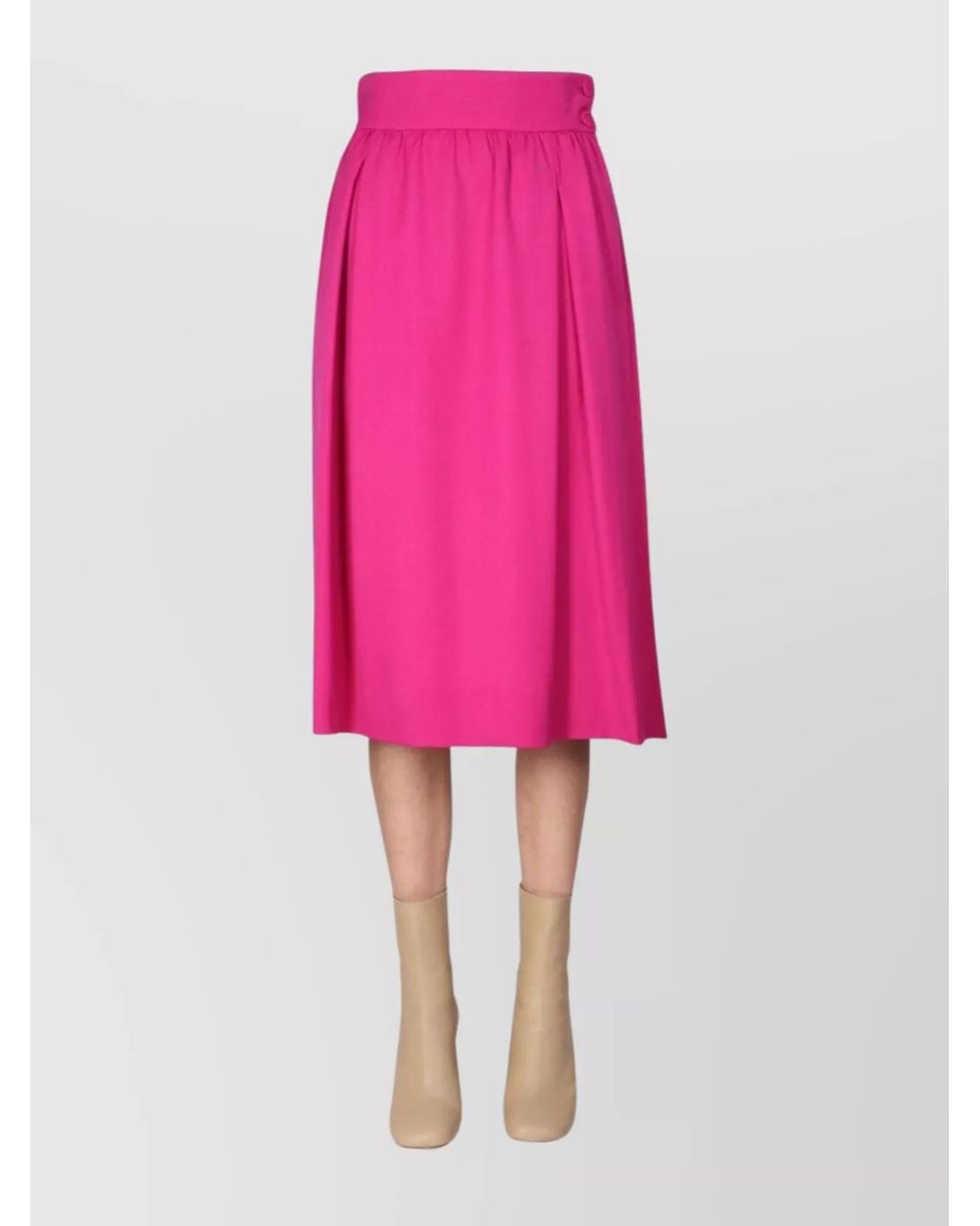 Moschino Pink Wool Flared Midi Skirt