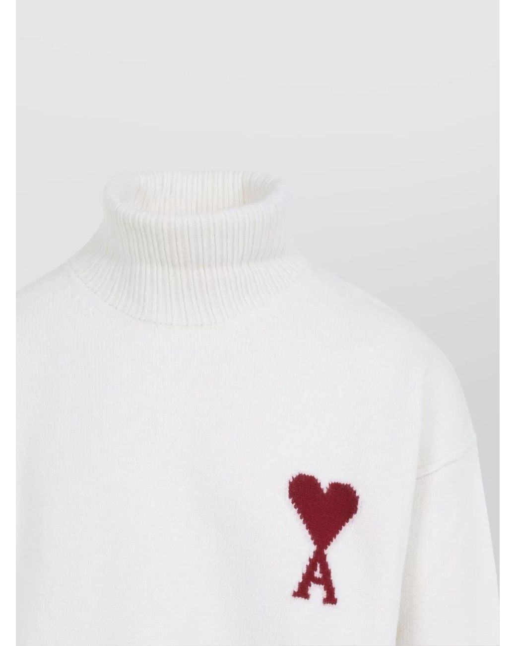 AMI White Virgin Wool Turtleneck Sweater for men