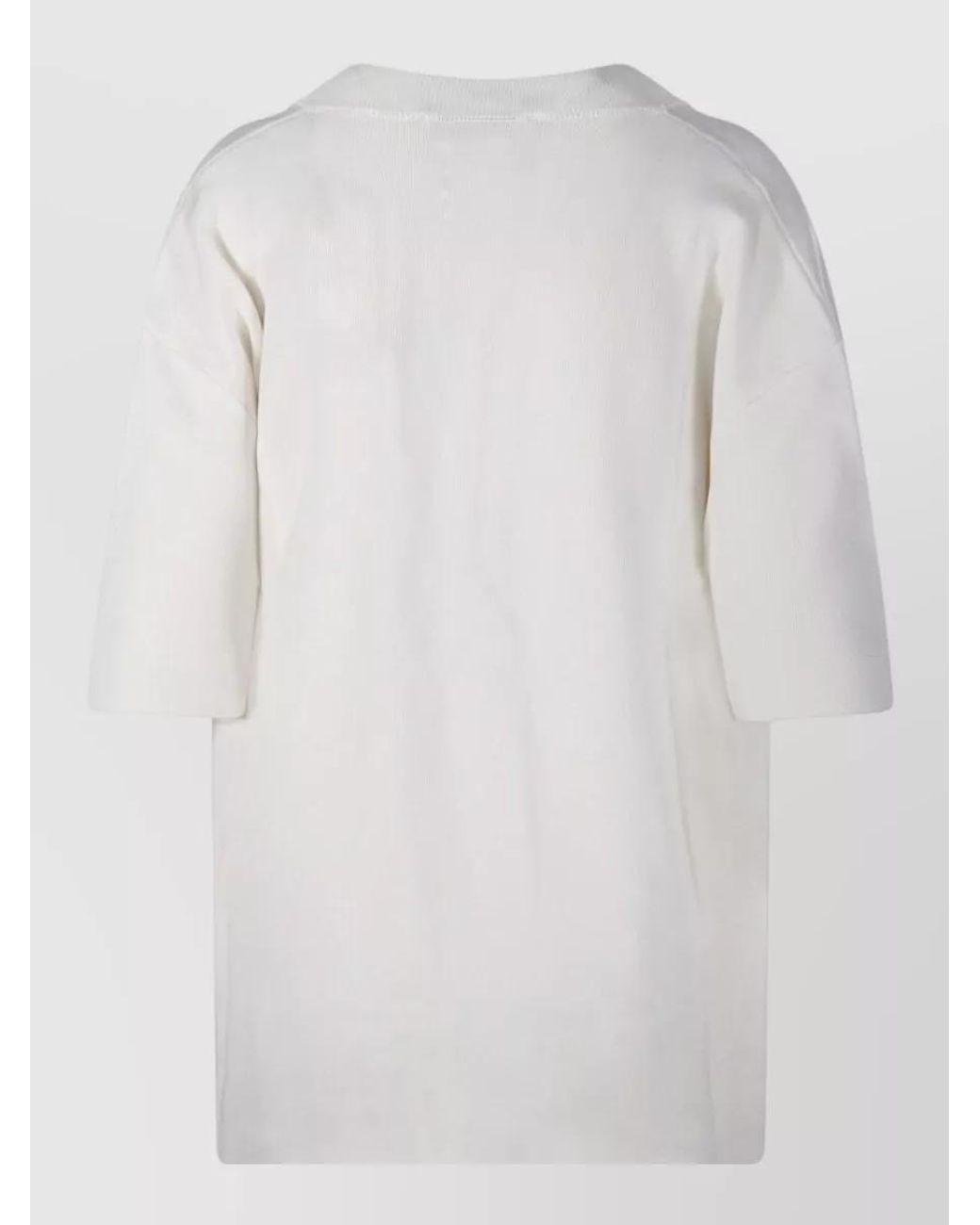 AMI White V-Neck Short-Sleeve Sweater