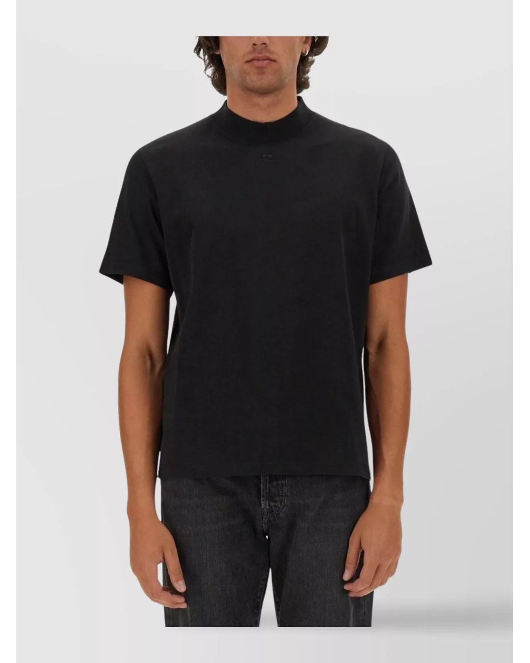 Courreges Black Logo Cotton T-Shirt for men