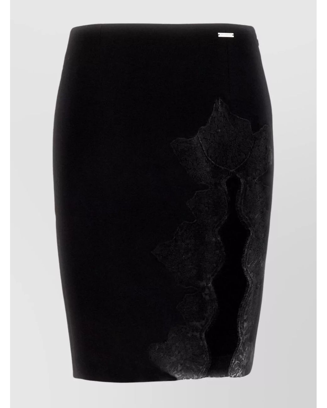 DSquared² Black Virgin Wool Lace Pencil Skirt