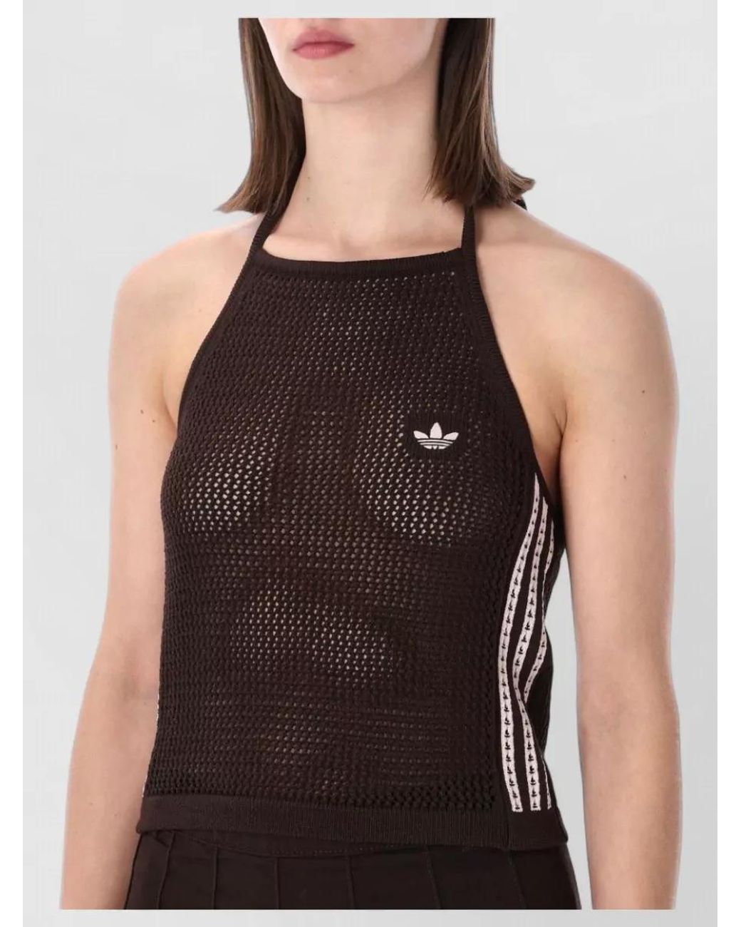 Adidas Originals Black Halter Crochet Top Recycled Polyester