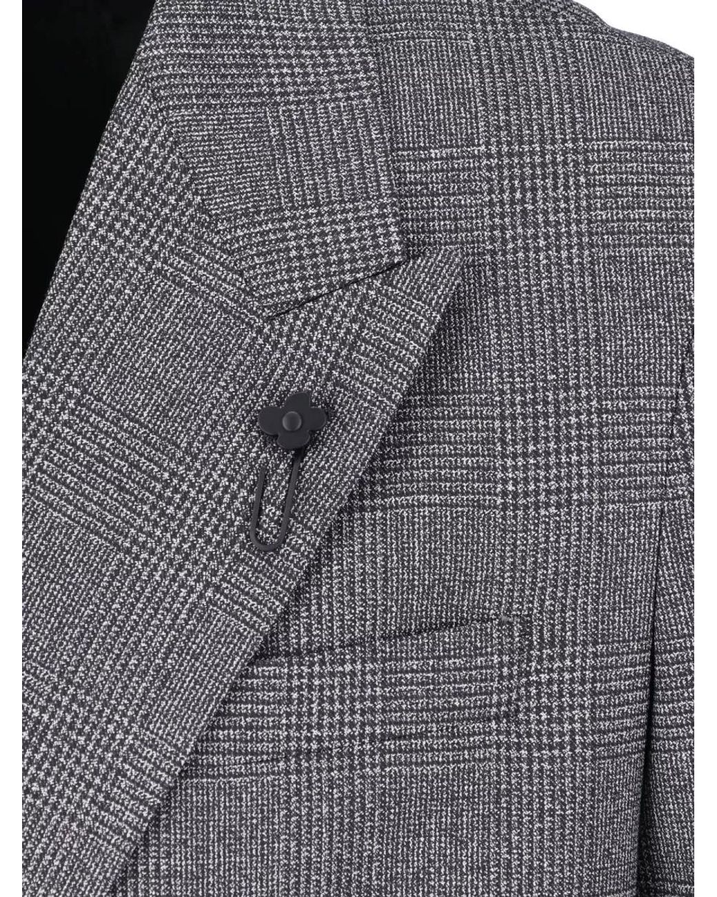 Lardini Gray Merino Wool Double-Breasted Blazer for men