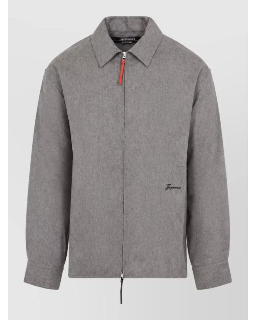 Jacquemus Gray Virgin Wool Zip-Front Shirt Jacket for men