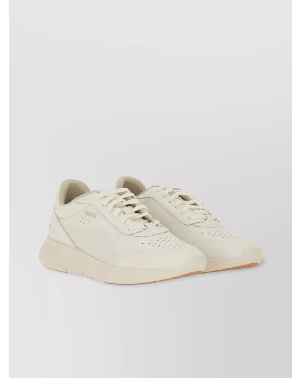 Boss Natural Leather Low-Top Sneakers for men