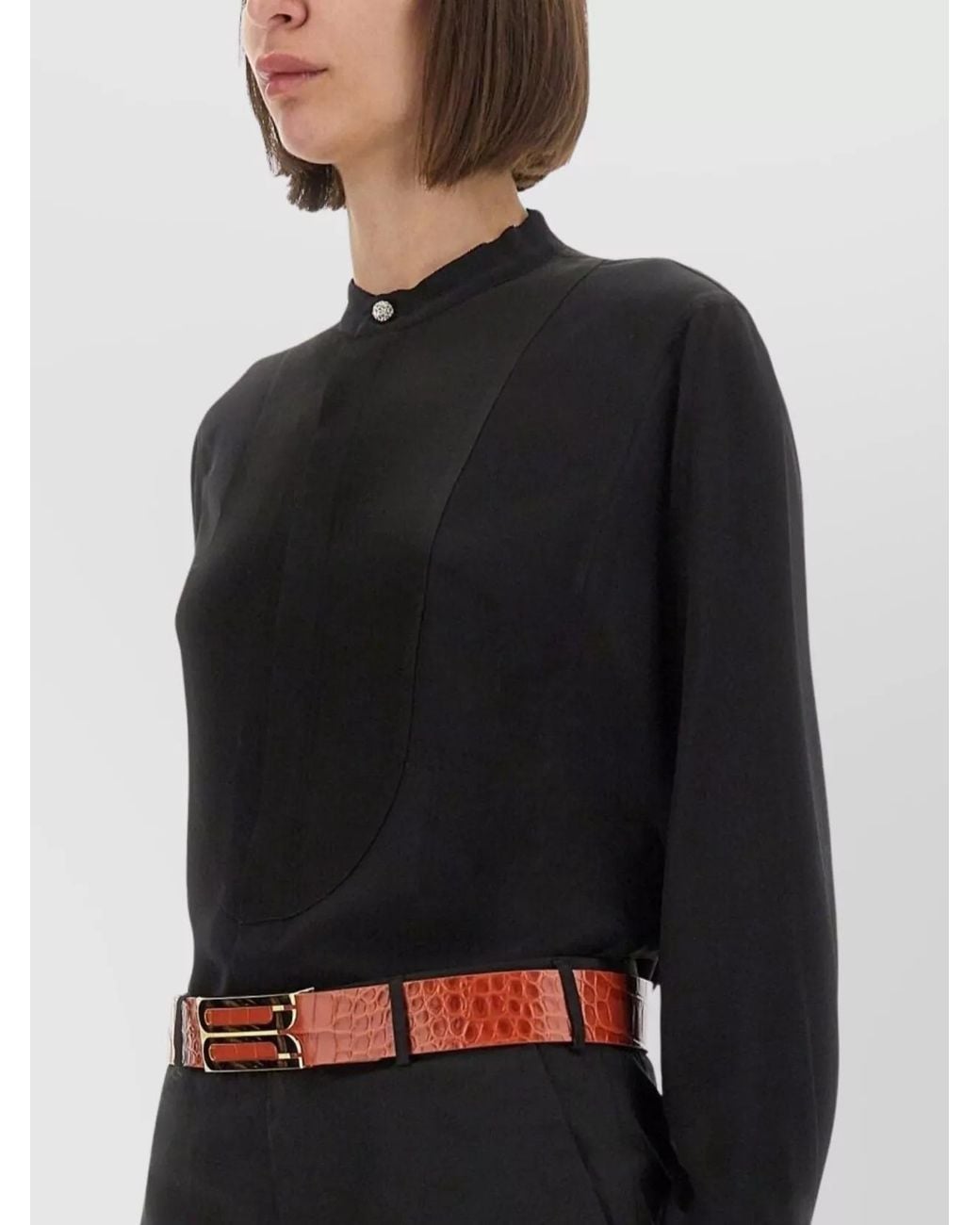 Victoria Beckham Black Silk Regular-Fit Shirt