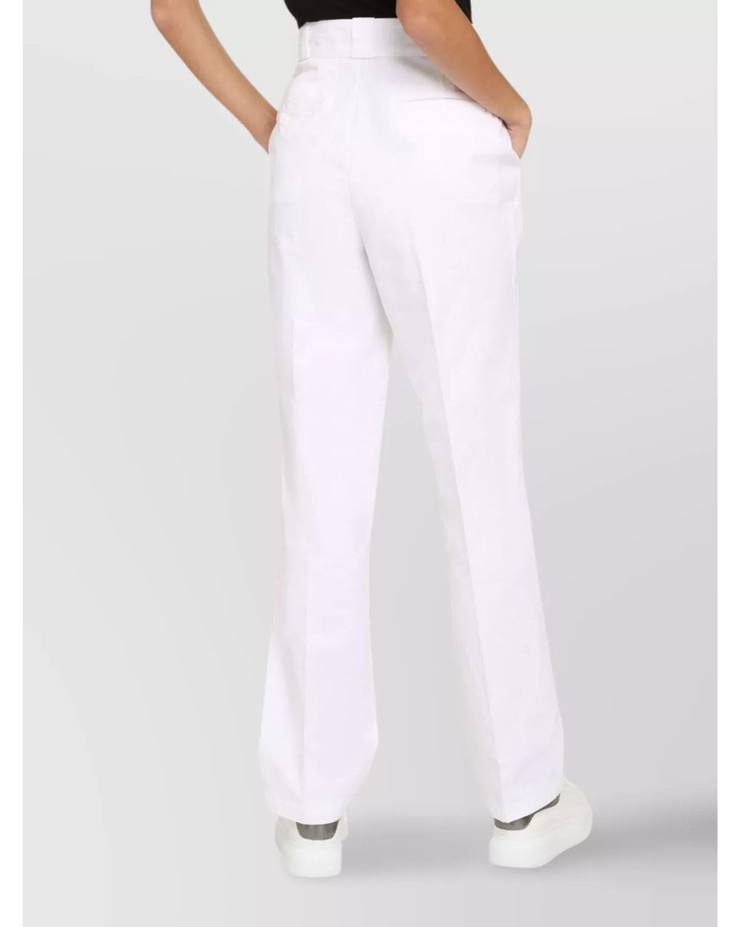 Dickies White Cotton Blend Trousers With Pockets And Loops