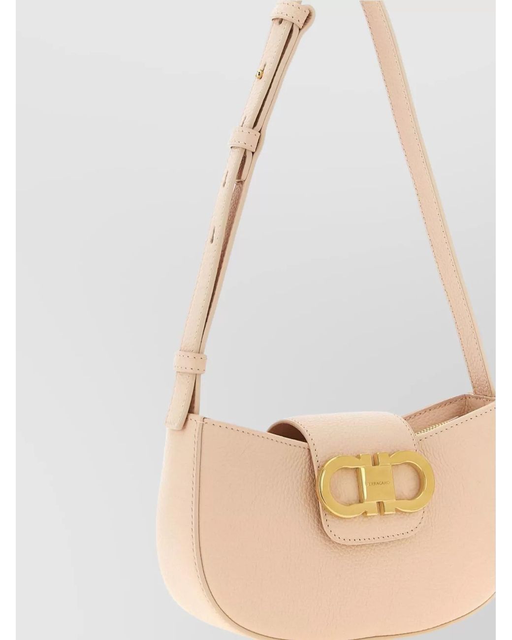 Ferragamo Natural Gancini Leather Shoulder Bag