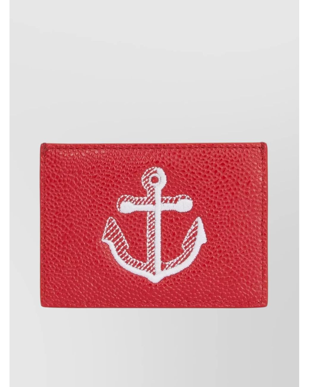 Thom Browne Red Leather Anchor-Print Cardholder