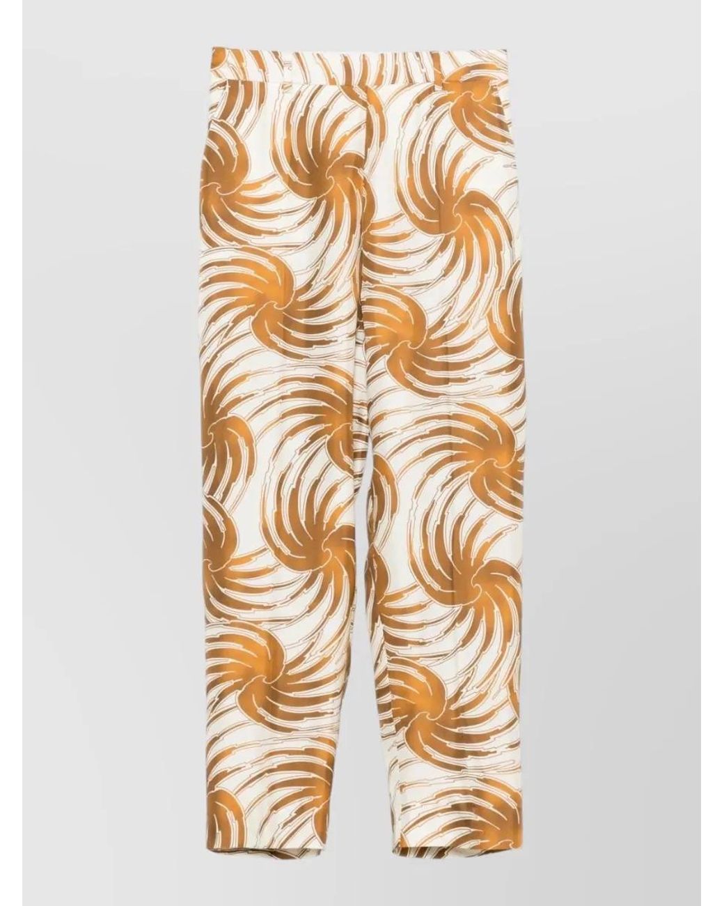 Alberto Biani Metallic Silk Abstract Print Straight Trousers