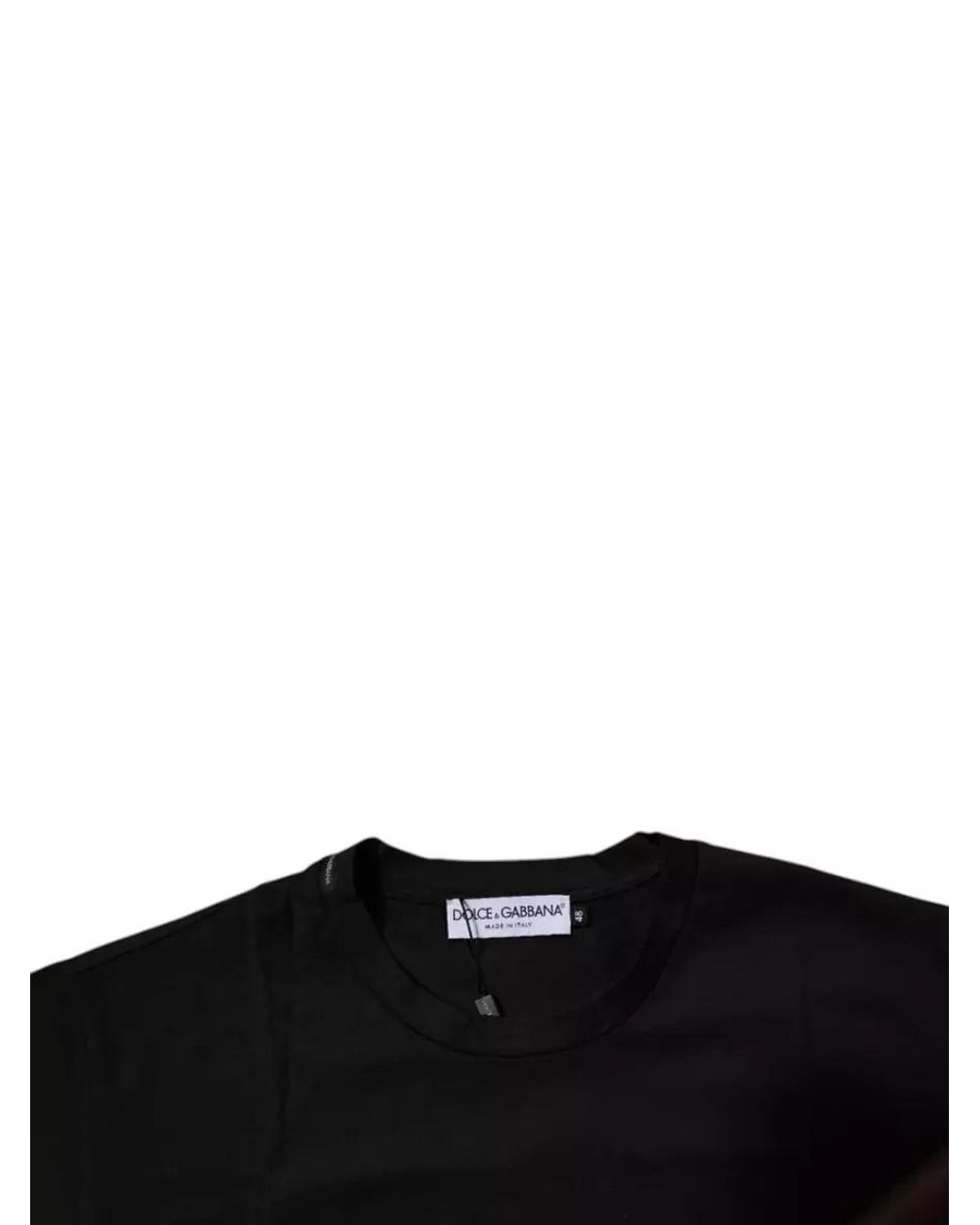 Dolce & Gabbana Black Cotton Logo Short-Sleeve Crew-Neck T-Shirt for men