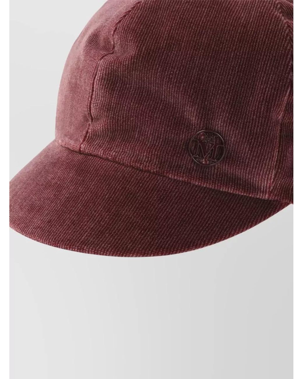 Maison Michel Red Cotton Corduroy Visor Hat