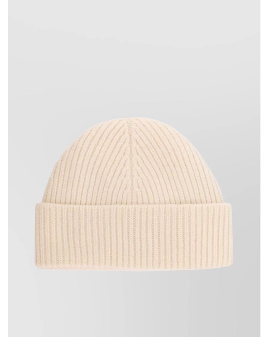 AMI Natural Wool Ribbed Beanie for men