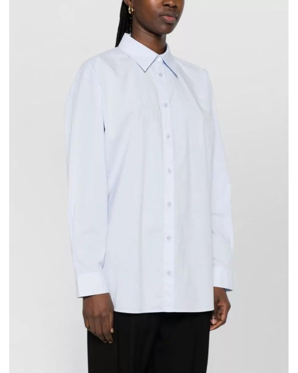 Totême White Organic Cotton Long-Sleeve Shirt