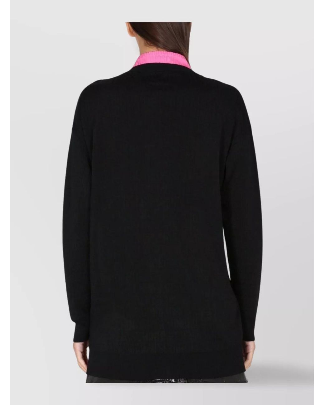 Moschino Black Virgin Wool V-Neck Cardigan