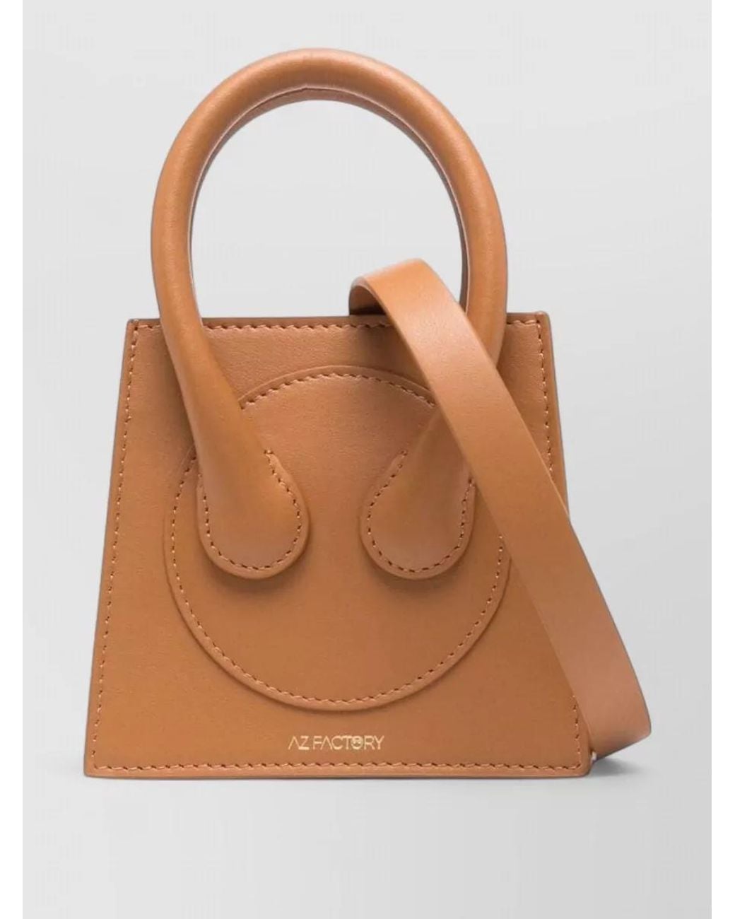 AZ FACTORY Brown Leather Mini Crossbody Bag