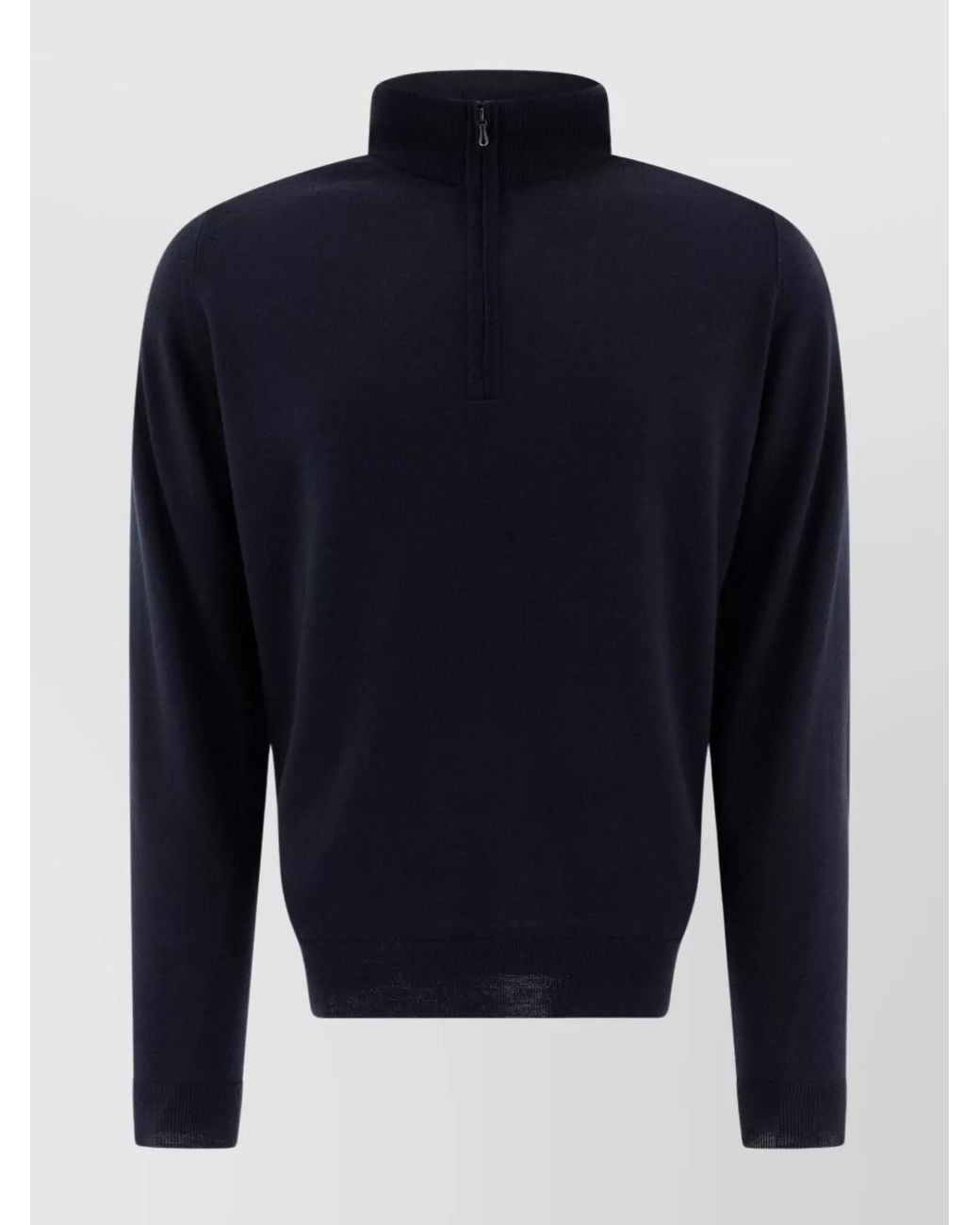 John Smedley Blue Merino Wool Half Zip Sweater for men