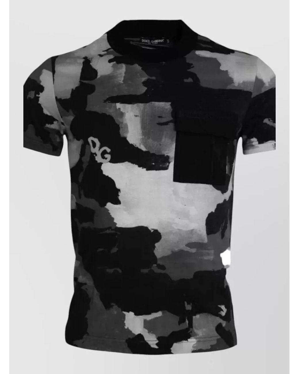 Dolce & Gabbana Black Camouflage Cotton Crewneck T-Shirt for men