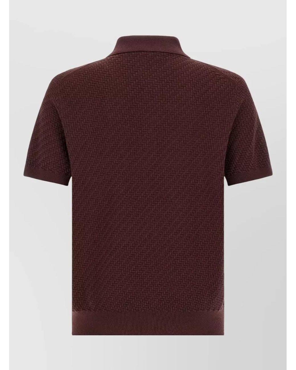 Brioni Red Silk Cashmere Trama Weaving Short-Sleeve Polo Shirt for men