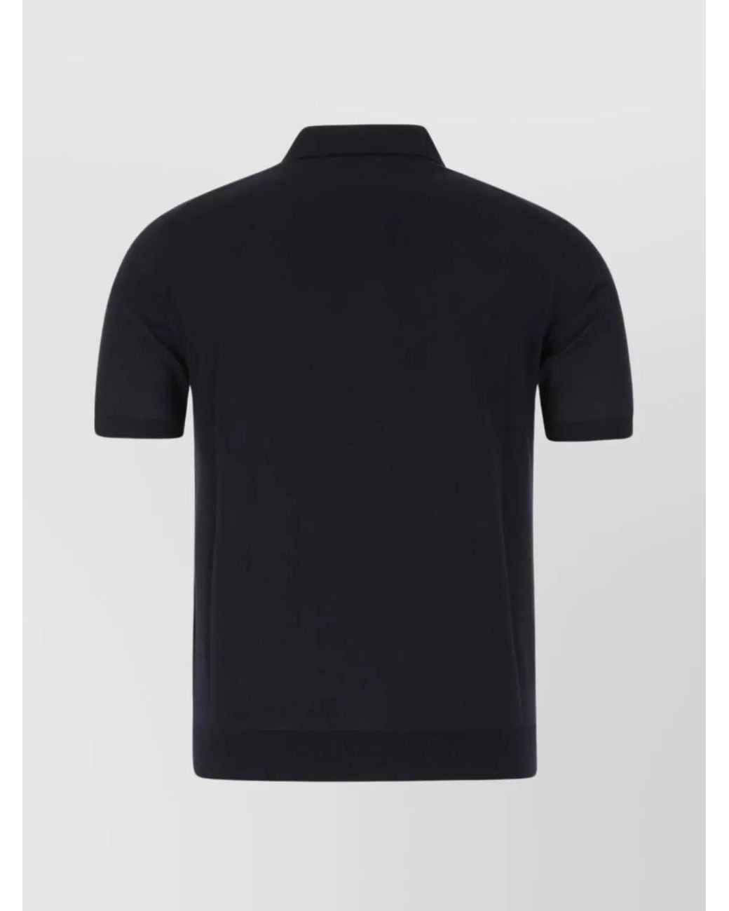 Prada Black Wool Short-Sleeve Knit Polo Shirt for men