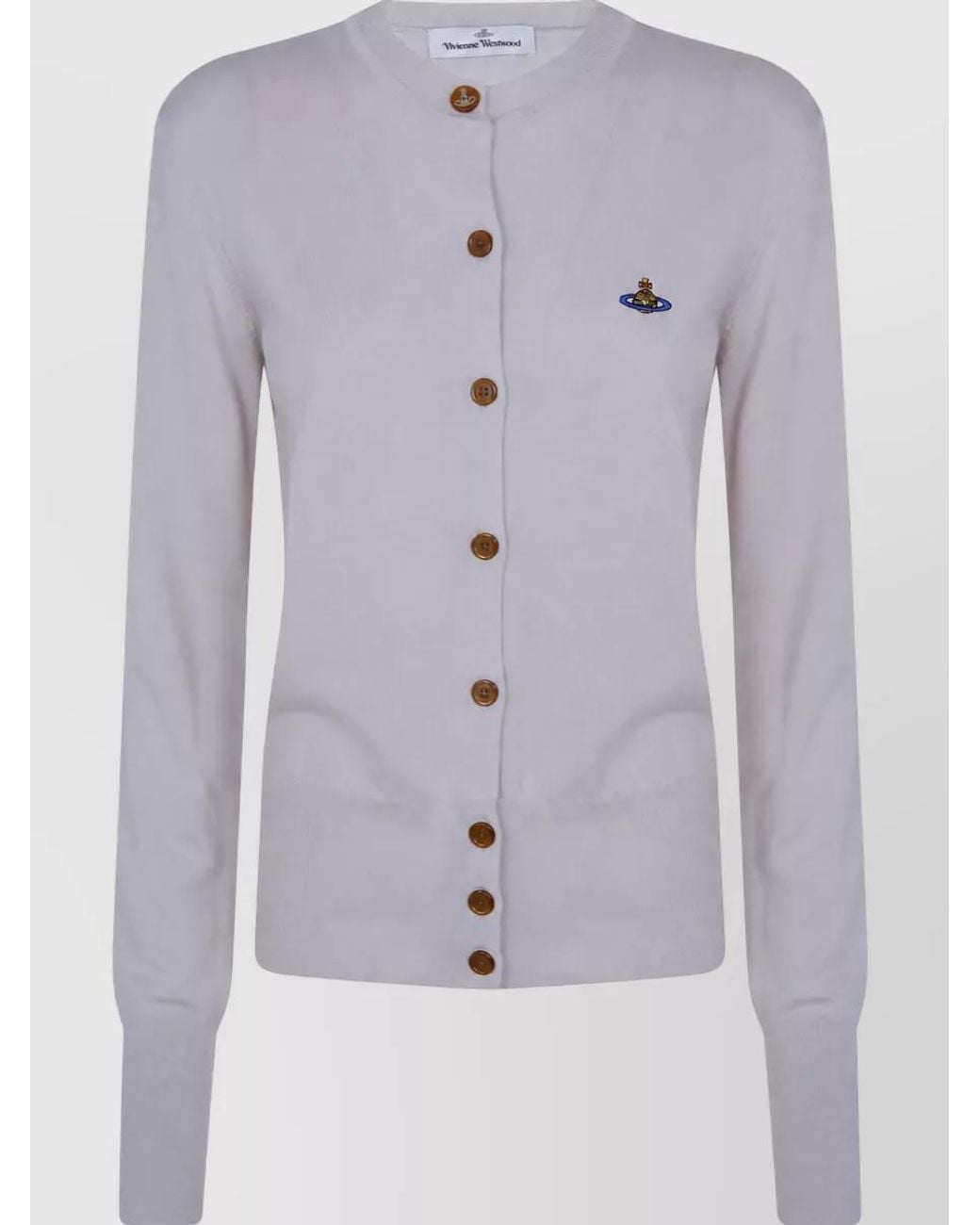 Vivienne Westwood Blue Merino Wool Crew Neck Ribbed Cardigan