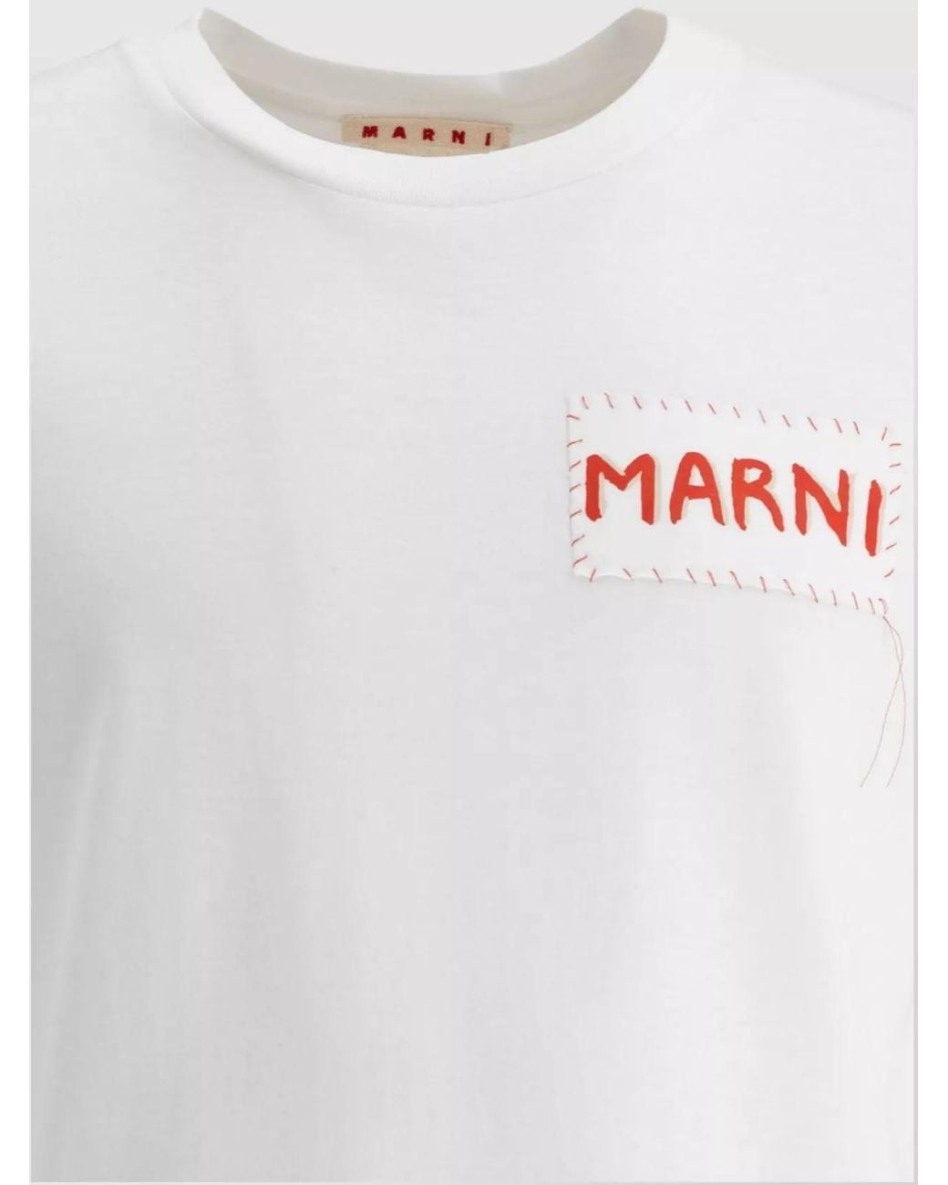 Marni White Cotton Logo Print T-Shirt for men