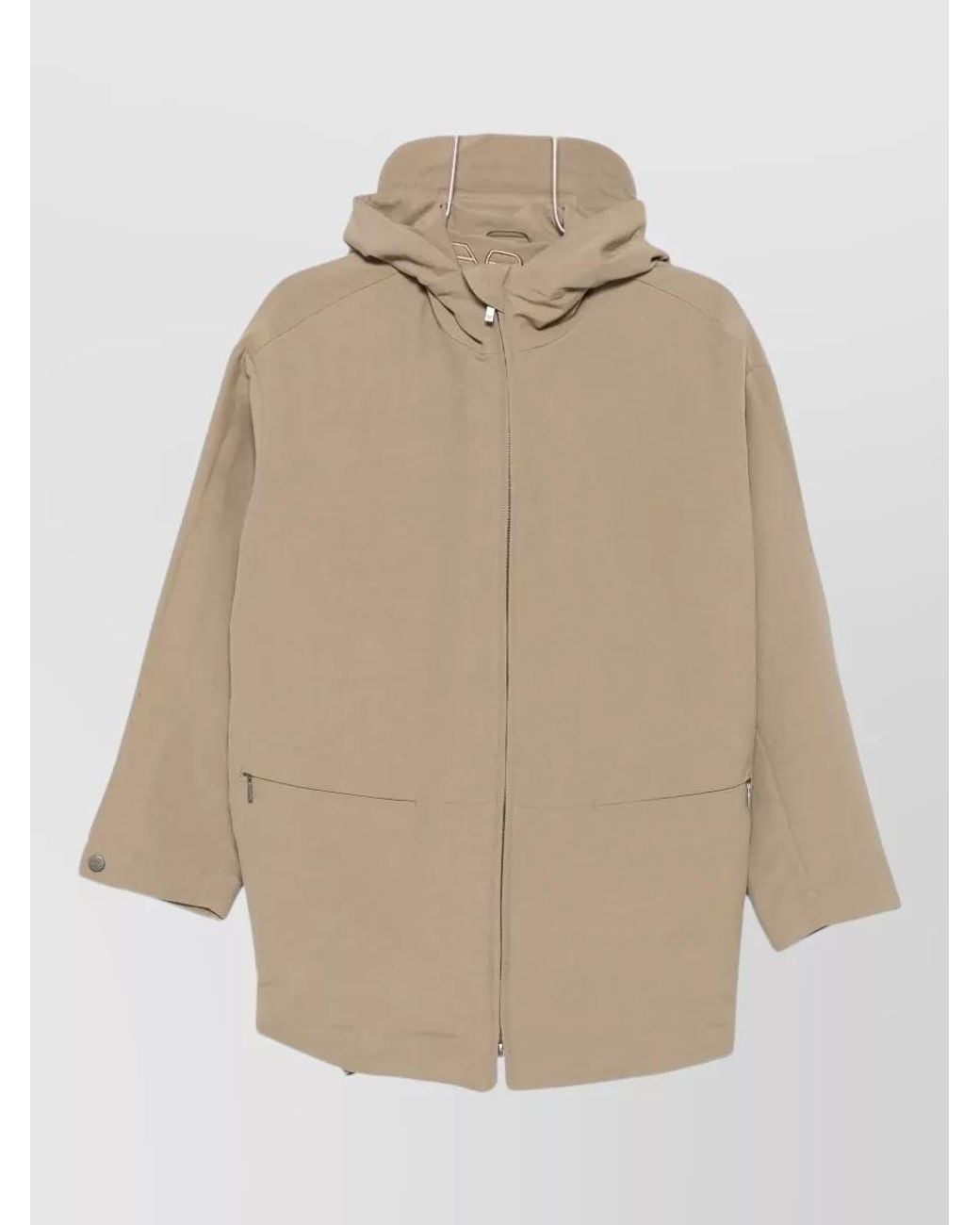 Emporio Armani Natural Hooded Cotton-Blend Parka Coat