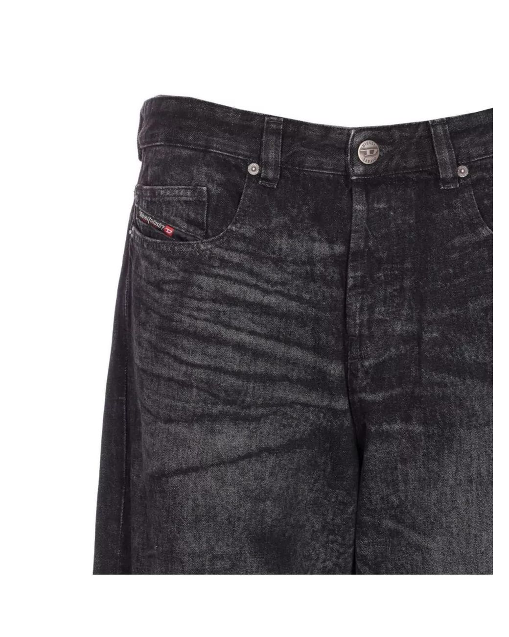 DIESEL Blue Denim Low-Rise Wide-Leg Jeans for men