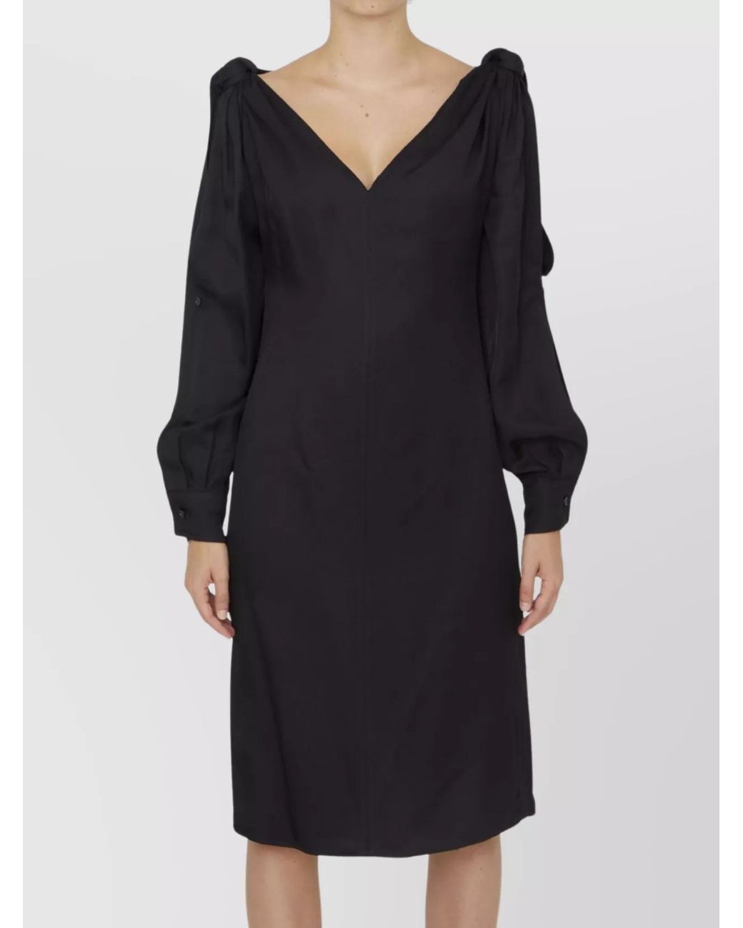 Bottega Veneta Black Knotted Midi Dress