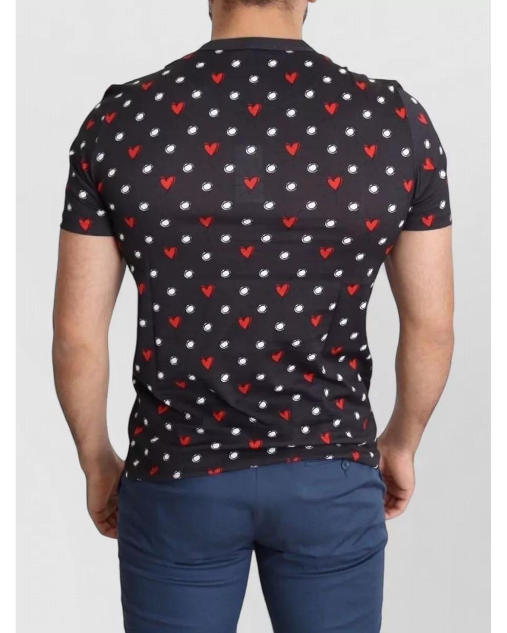 Dolce & Gabbana Black Cotton Slim-Fit Heart-Print T-Shirt for men