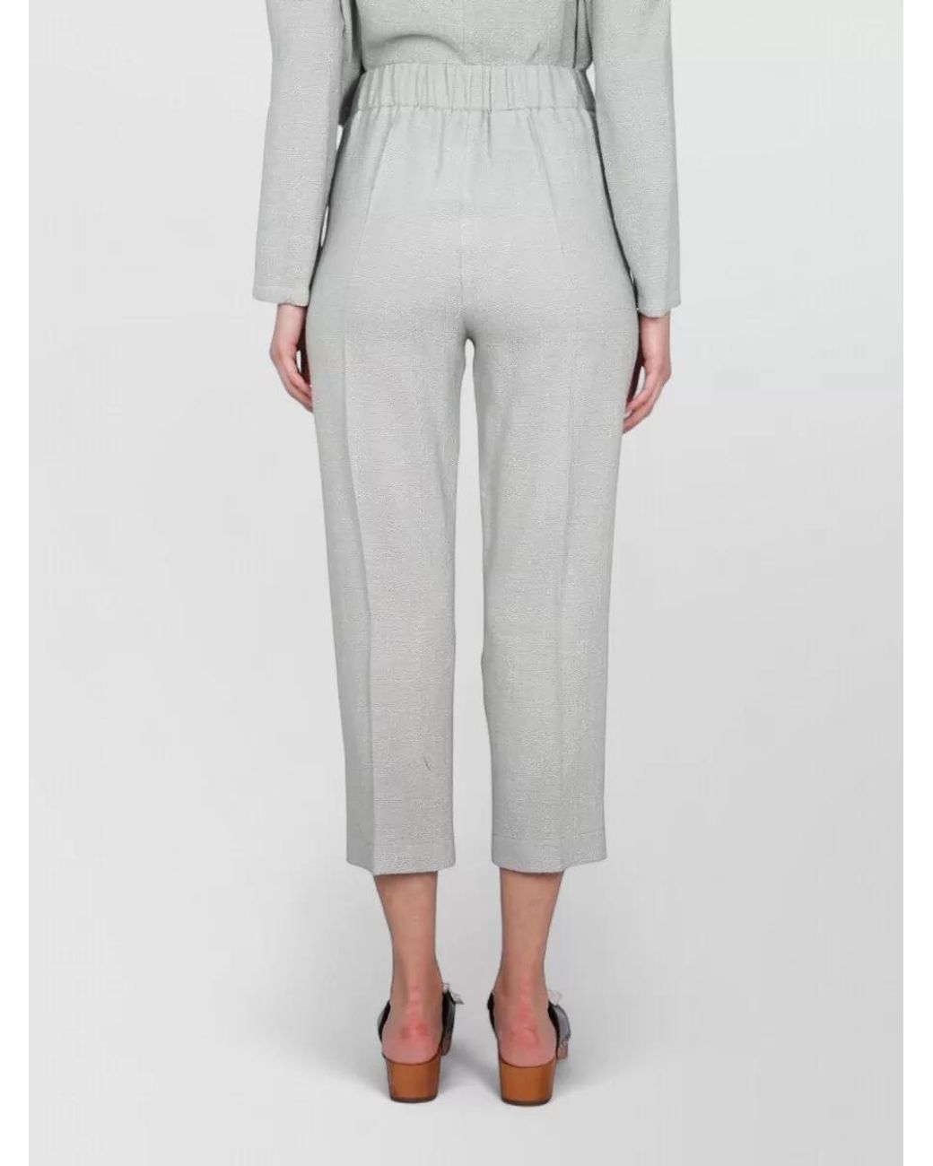 Alysi Gray High-Rise Cropped Track Pants