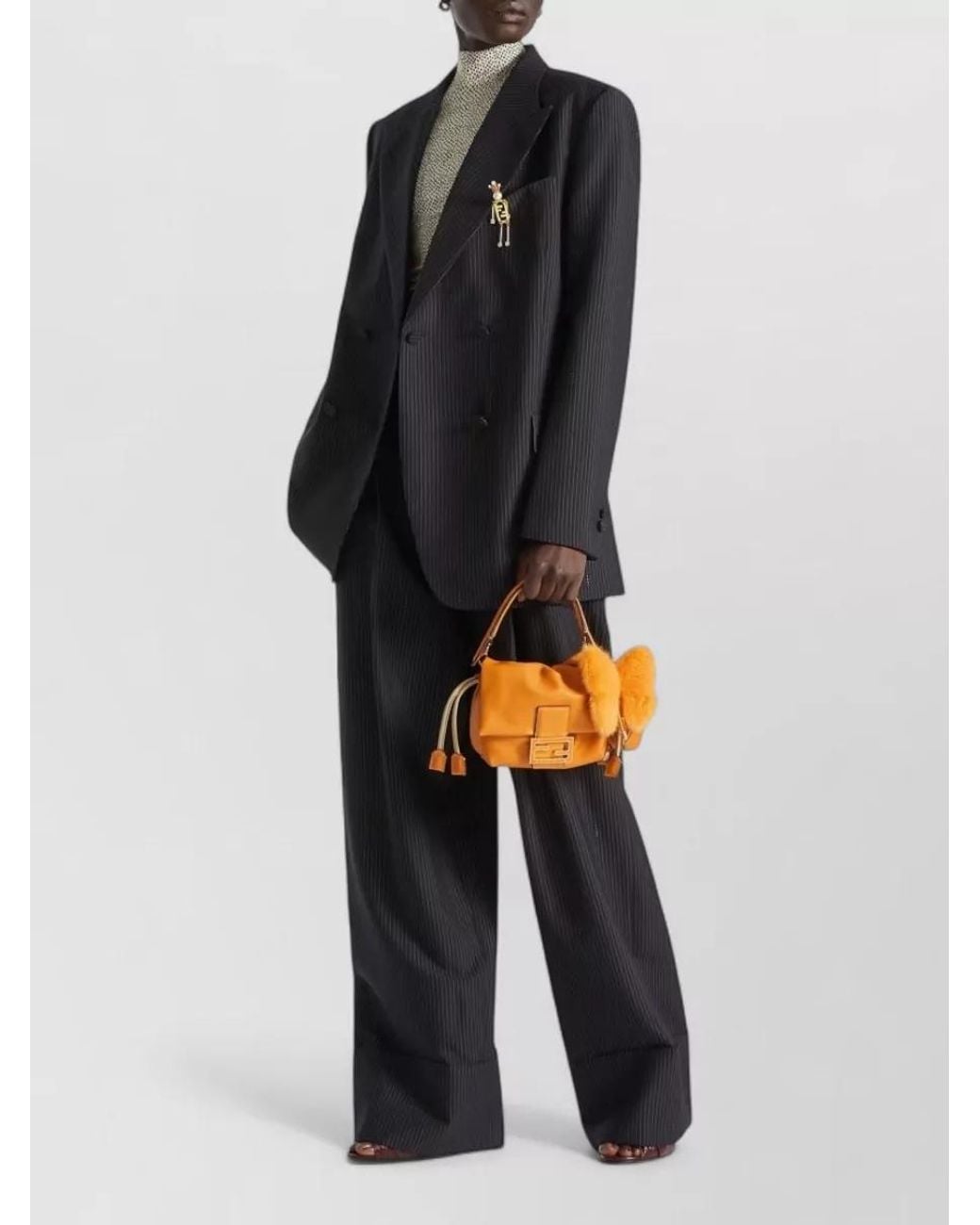Fendi Blue Wool Pinstripe Double-Breasted Blazer