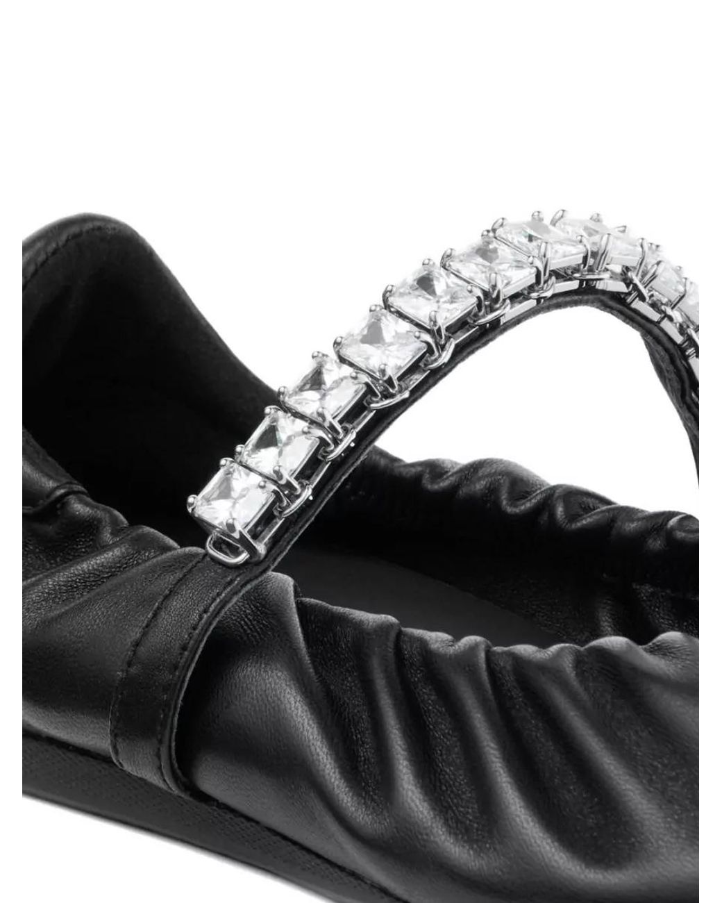 Jimmy Choo Black Crystal Embellished Leather Ballerina Shoes