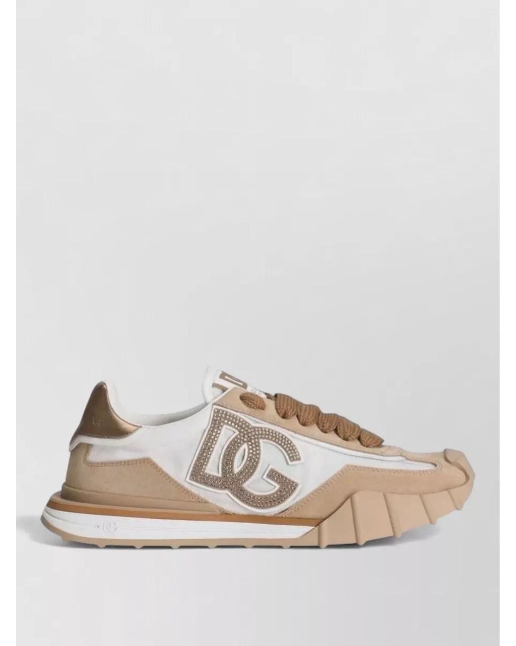 Dolce & Gabbana Natural Leather Rhinestone Low-Top Sneakers