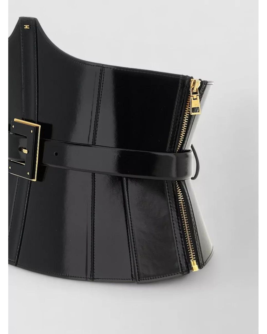 Elisabetta Franchi Black Leather Corset Belt