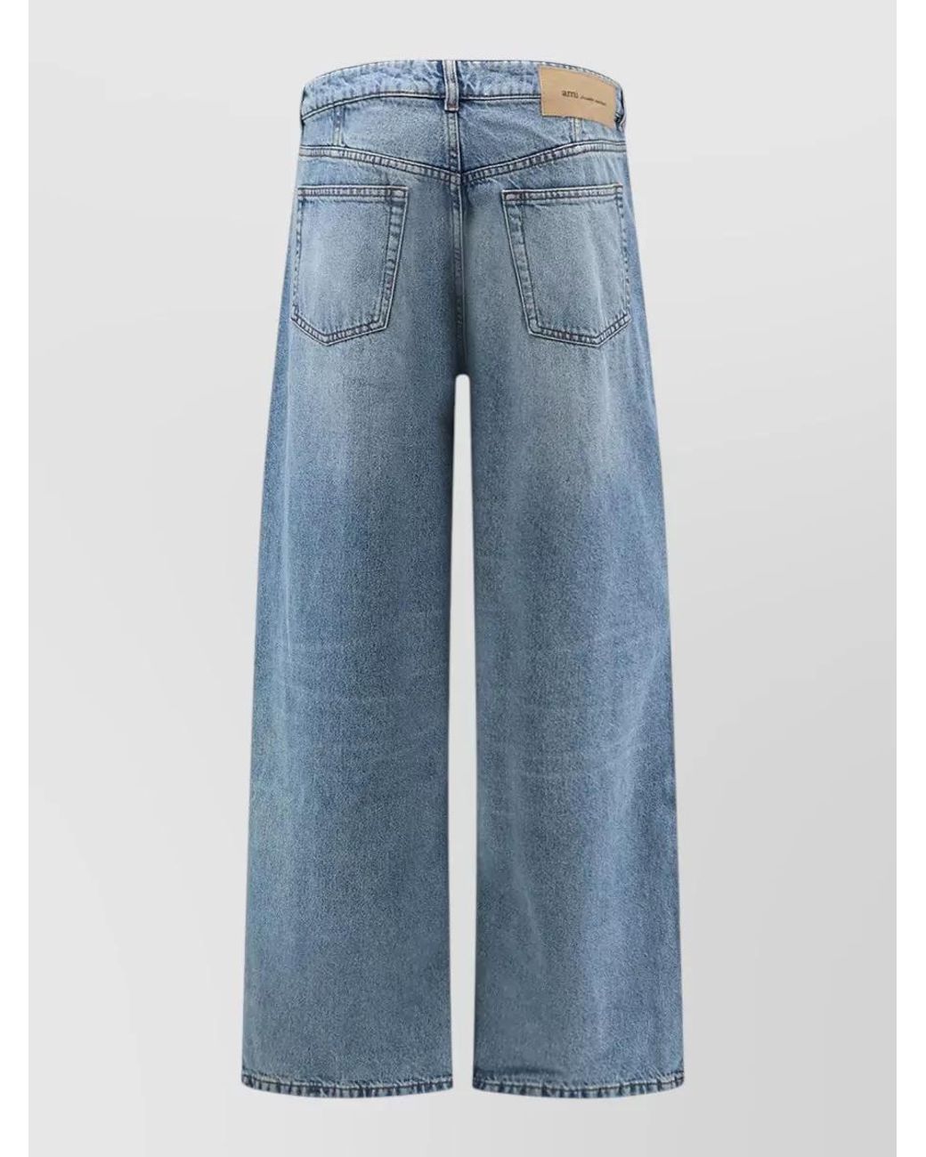 AMI Blue Denim Wide-Leg Jeans for men