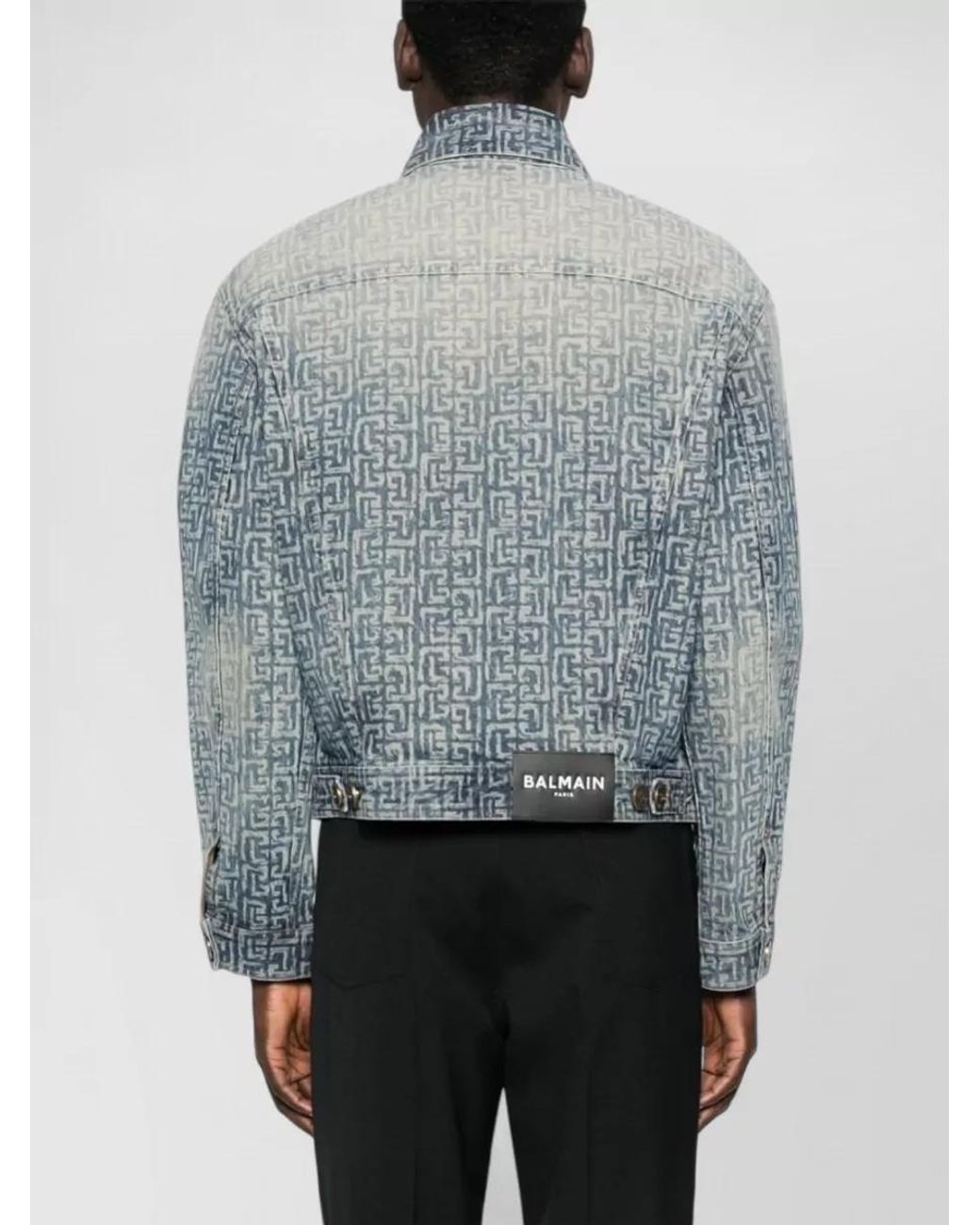 Balmain Blue Monogram Denim Jacket for men