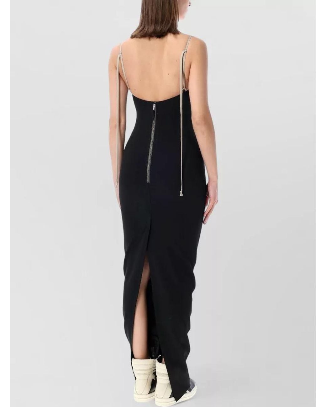 Rick Owens Black Spaghetti-Strap V-Neck Maxi Dress