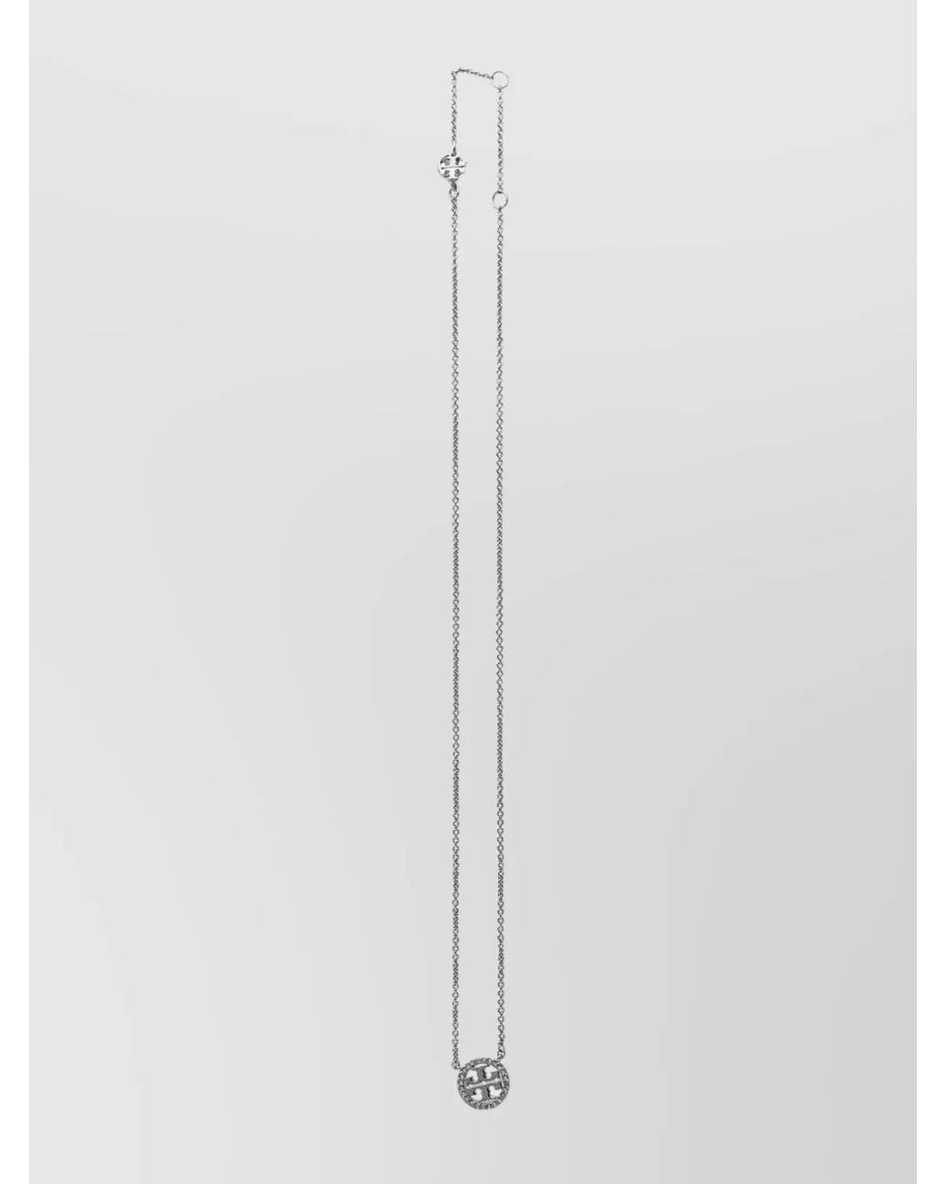 Tory Burch White Crystal Embellished Chain Link Necklace