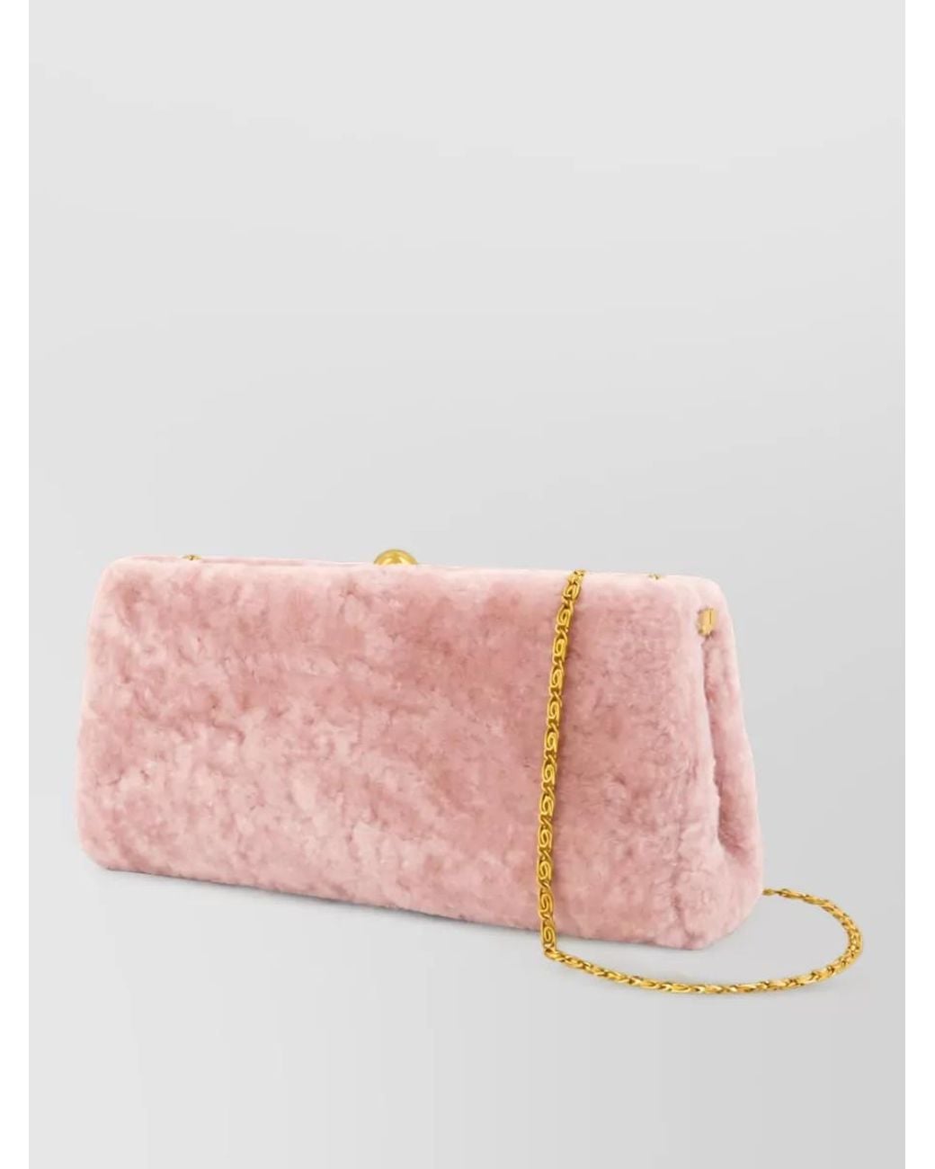 By Malene Birger Pink Shearling Leather Clutch Bag