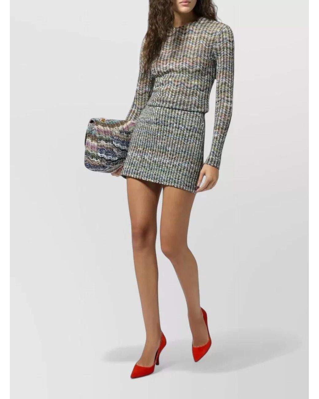 Missoni Gray Sequinned Chevron Mini Skirt