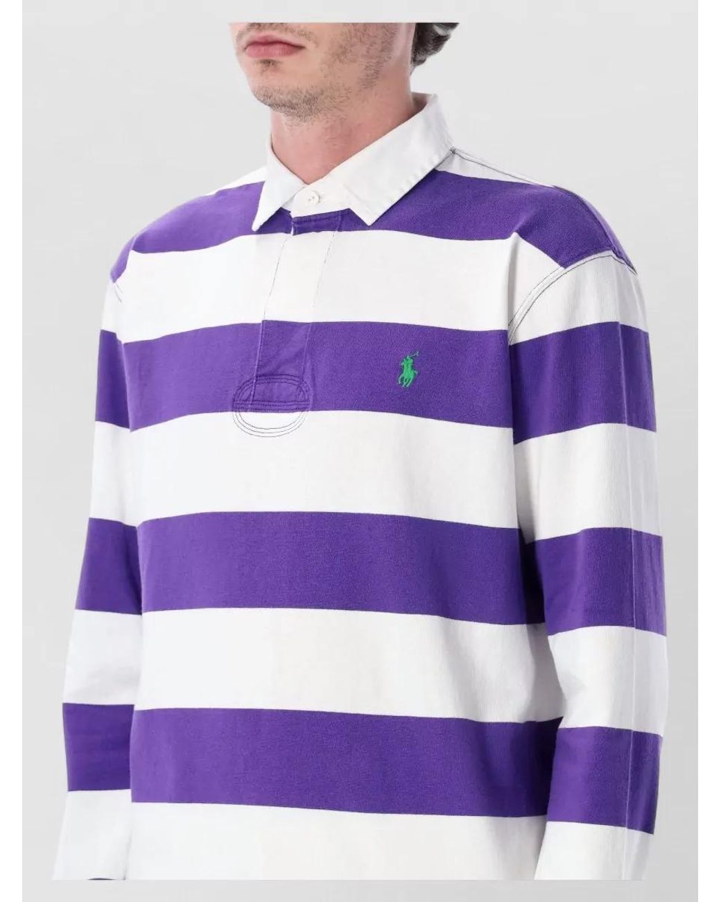 Polo Ralph Lauren Blue Long Sleeve Rugby Shirt Cotton Jersey for men